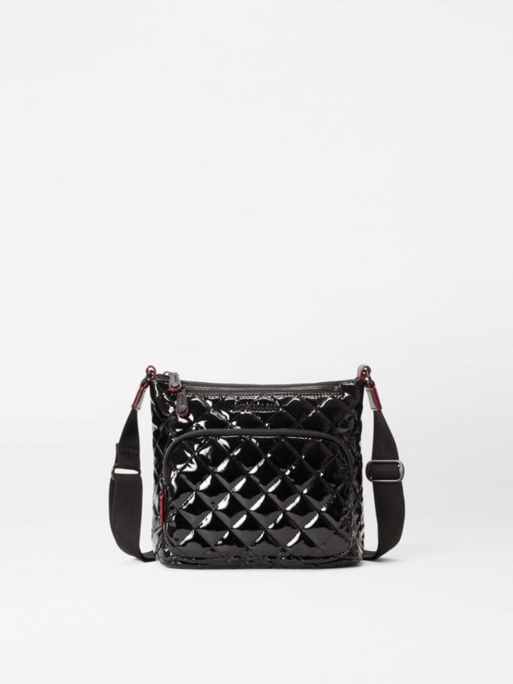 MZ Wallace Deluxe Black Lacquer Metro Scout Crossbody (New) w/Free Wristlet